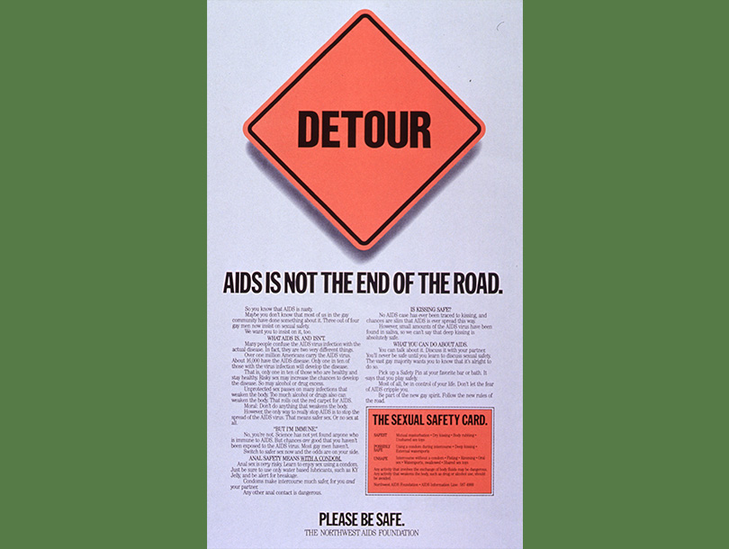 Orange square road sign that says Detour over text