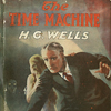 Cover binding from Wells' The Time Machine depicting the hero along with characters Eloi and Morlocks.