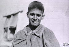 A Choctaw Indian patient of World War I stands outside the U.S. Base Hospital No. 41, in Paris, France, circa 1917-18. Image A011566 from Images from the History of Medicine (IHM).