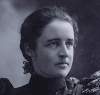 Dr. Fannie Almata Quain, a White female in a formal attire posing for her portrait.