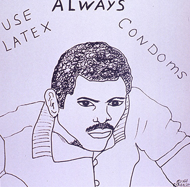 Dibujo de un hombre afroamericano de bigotes y con chaqueta