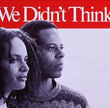 Black and white photograph of an African American man and woman looking to the right