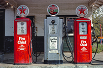 Three gas pumps