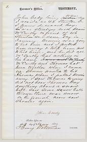 An Inquisition Before Henry Woltman, Coroner, on the Body of Charles Thomas, May 9, 1879