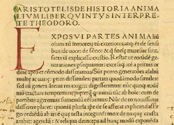 Page of text with manuscript initial letter 'E' in red ink