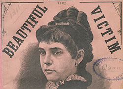 Front cover of a pamphlet. In the center of the cover is a head and shoulders, left pose of Jennie E. Cramer.