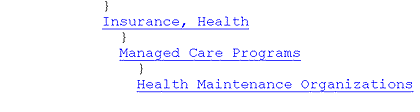 Screen Shot of IGM Metathesaurus Screen Display for Health Maintenance Organizations