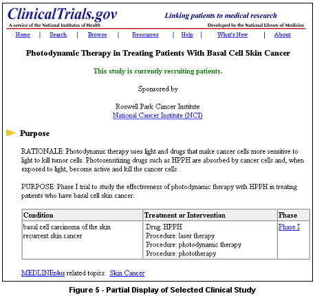 Partial Display of Selected Clinical Study