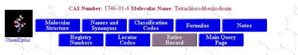 Figure 3 - Query Results Page - Dioxin