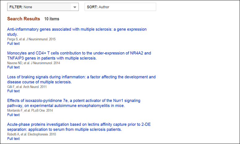 Results displayed using a ranking algorithm