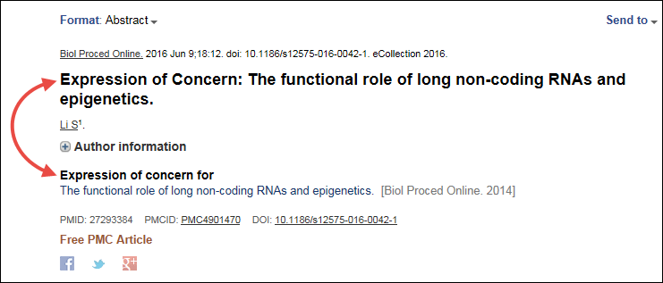 Labels for the new Expression of Concern linking elements