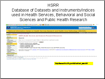 Screen Shot of http://www.nlm.nih.gov/nichsr/hsrr_search/