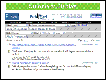 Summary Display