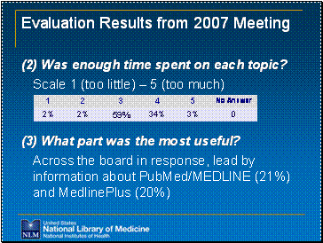 Evaluation Results from 2007 Meeting2