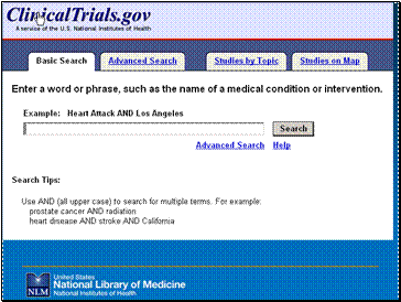 Screenshot of ClinicalTrials.gov