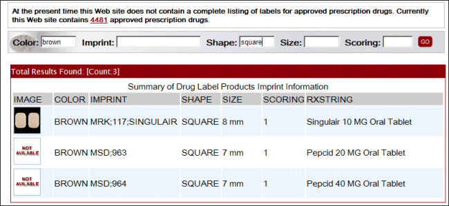 Screen capture Product Identification System.