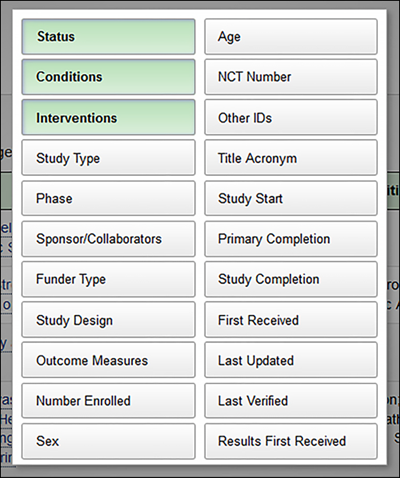 “Show/Hide Columns“ panel