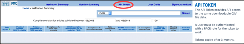 Access API Token from the top menu bar of PACM.