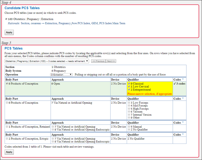 screenshot of MAGPIE search steps 4-5.