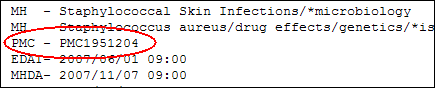 The PMCID in the MEDLINE format.