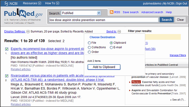 PubMed Send to Menu.