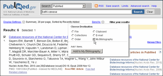 Screen capture of citationcontext menu.