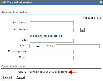 Screen capture of SciENcv personal Information window